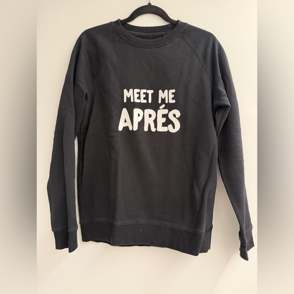 Brunette The Label Black Crewneck with White Text